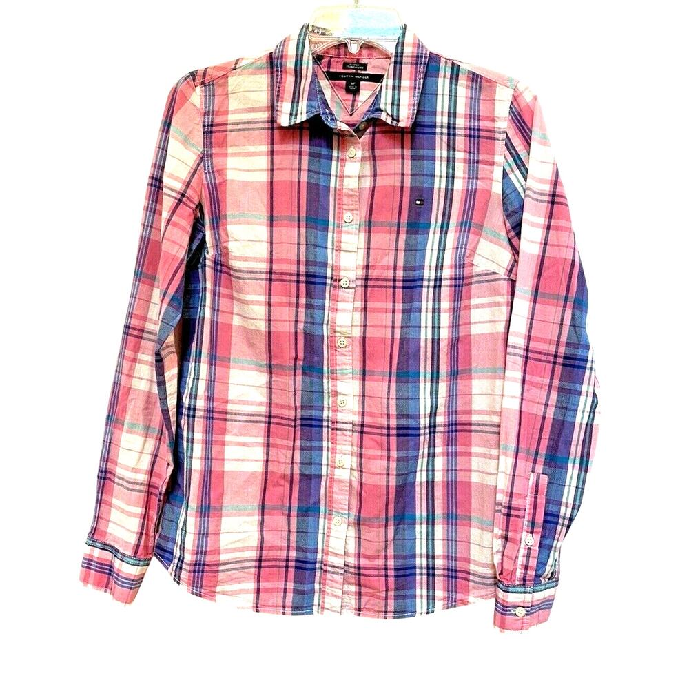 Tommy Hilfiger Classic Blouse Pink & Blue Plaid S